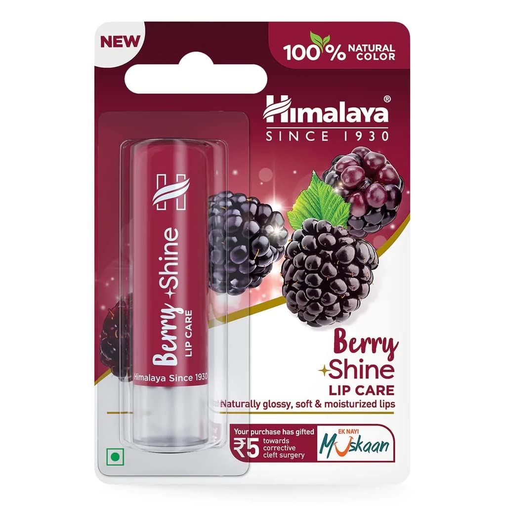 Himalaya Berry Shine Lip Balm | 4.5gm| 100% Natural Colour | Naturally Glossy | Soft & Moisturized Lips | Natural Vitamin E