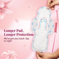 NIINE Naturally Soft XXL Sanitary Pads for Women | 40 Pads | 305MM | Cottony Soft Top Cover | Extra Coverage with Wider Back, Quick Absorption for Heavy Flow