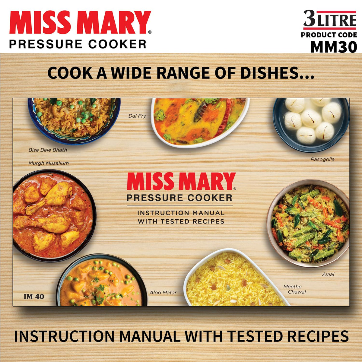 Hawkins 3 Litre Miss Mary Pressure Cooker, Inner Lid Cooker, Silver (MM30)