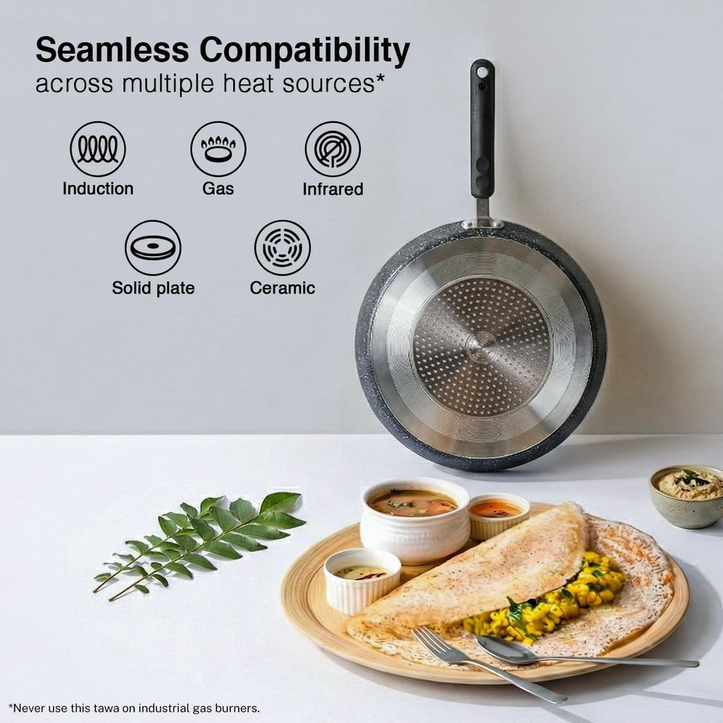 Prestige Omega Granite Non-Stick Dosa Tawa 30cm | 5-Layer Coating | Gas & Induction Compatible |