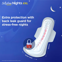 Stayfree Secure Nights XXL | 40 Pads| Cottony Soft Sanitary Pads for Women | Upto 100% leakage protection | Buy XXL at XL price | Absorbs 2x Faster with Wider Back |