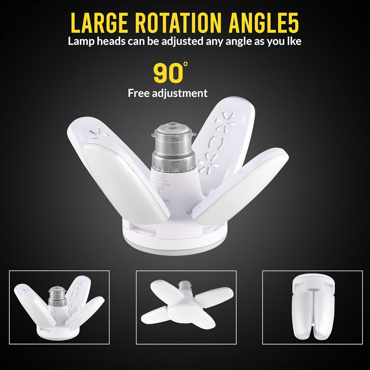 Gesto Plastic 28W Fan Shape LED Bulb - Up to 85% Energy Saving Ceiling Light, Super Bright B22 Lamp for Home, Office, Godown, Factory (Cool White) - Pack of 1