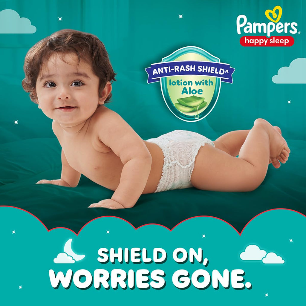 Pampers Happy Sleep Pant Style Baby Diapers, Large (L), 40 Count, 1 Pampers = 1 Night Sleep, with Anti Rash Shield, 9-14 Kg Diapers