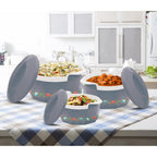 MILTON Elegance Jr. Inner Stainless Steel Casserole Gift Set Of 3 (395 Ml, 750 Ml, 1.35 Litres), Grey |