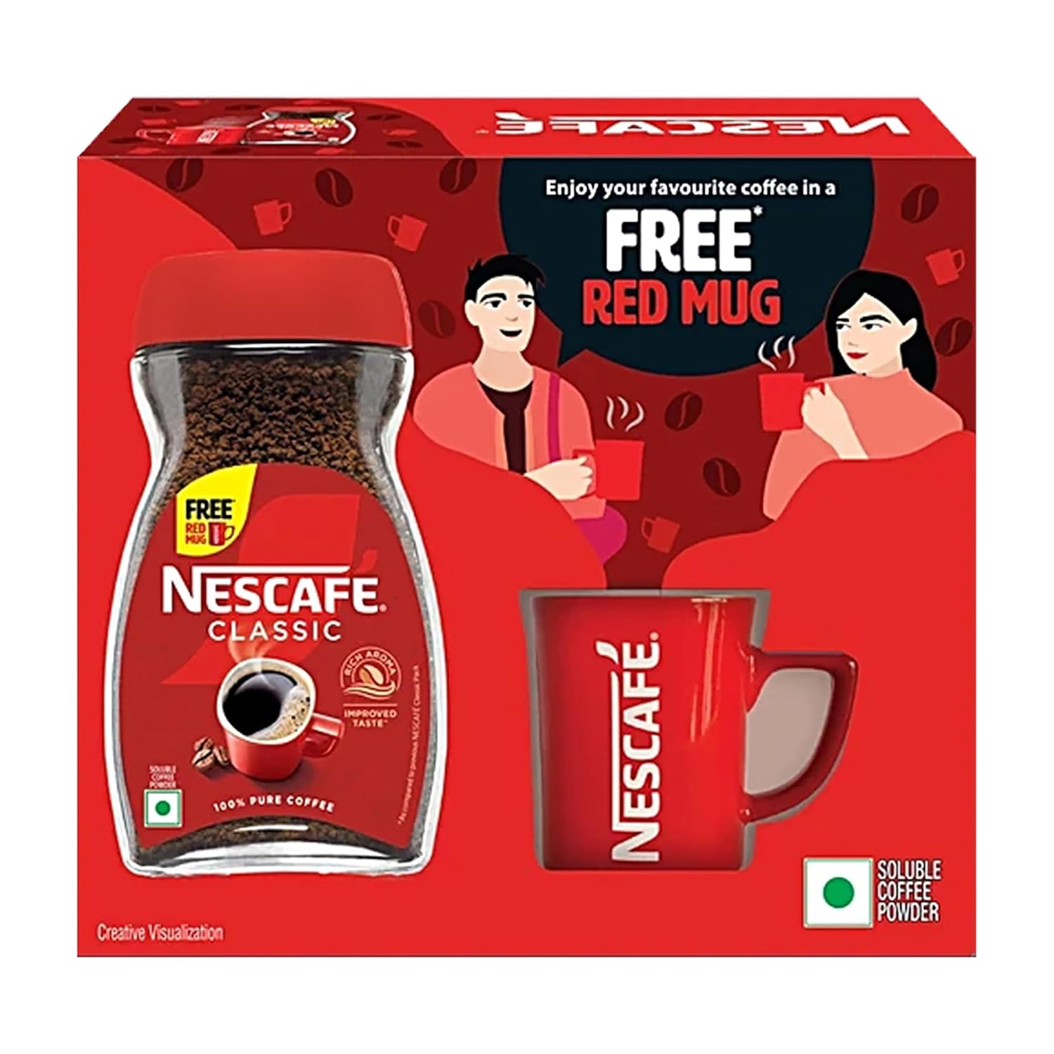 Nescafé Classic Instant Coffee Powder, 180g Jar with free red mug
