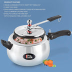 Milton Pro Cook Curve 5 Litres Pressure Cooker with Inner Lid, Aluminium, Non Induction Bottom, Handi Cooker, Silver, BIS Certified, 5 Years Warranty