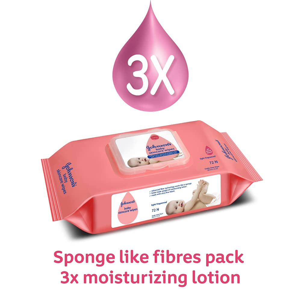 Johnson's Baby Wet Wipes | 144 Wipes | Alcohol & Soap Free | Prevents Rashes & Redness | with 3X Moisturising Lotion | As Mild as Pure Water |...