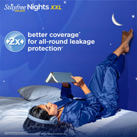 Stayfree Secure Nights XXL | 40 Pads| Cottony Soft Sanitary Pads for Women | Upto 100% leakage protection | Buy XXL at XL price | Absorbs 2x Faster with Wider Back |