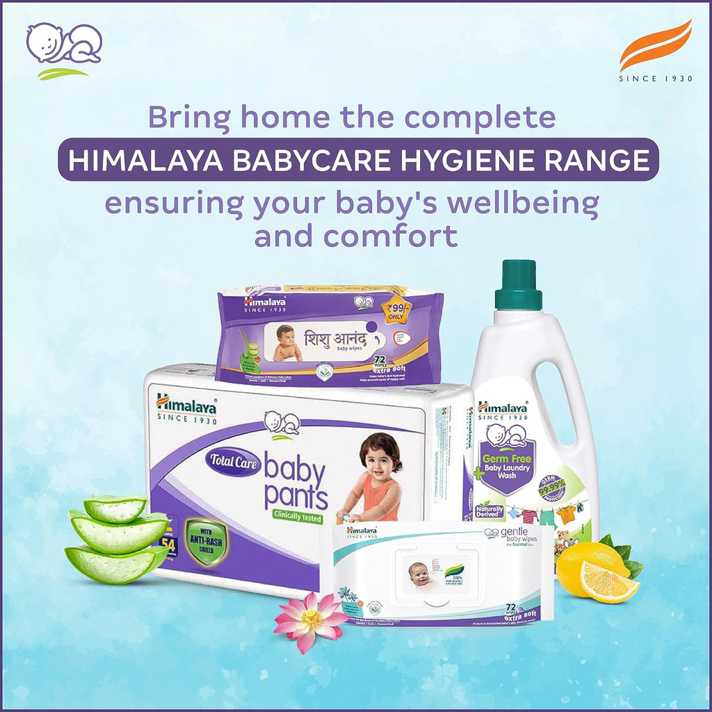Himalaya Gentle Baby Wipes with Lid (72 x4 packs -288 Wipe) |100% Biodegradable Plant-based fabric | Indian Lotus & Aloe Vera | Skin Friendly PH| Extra Soft