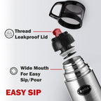 CELLO Instyle Insulated Stainless Steel Flask Water Bottle with Jacket For Daily Use 1000ml Silver | ISI Certified Double Wall Vacuum Insulated 24 Hrs Hot & Cold Thermos Water Bottle For Office Travel