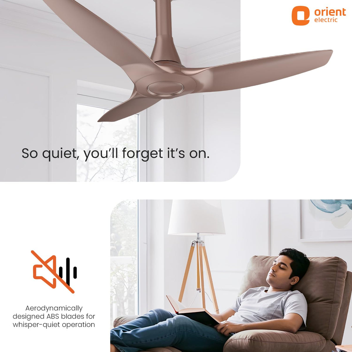 Orient Electric Newly Launched Aeroquiet Neu 1230mm Ceiling Fan for Home| BEE 2 Star Rated Energy Efficient Fan | Rust-proof ABS blade |2 Years Warranty by...