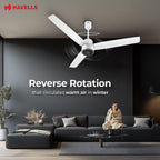 Havells FAB BLDC LED Ceiling Fan 1200 mm, 5 star, LED Speed Indicator, 380 RPM, Up to 65% Savings, Reverse Rotation,4 Speed Modes, Low Wattage 30 W, Low.