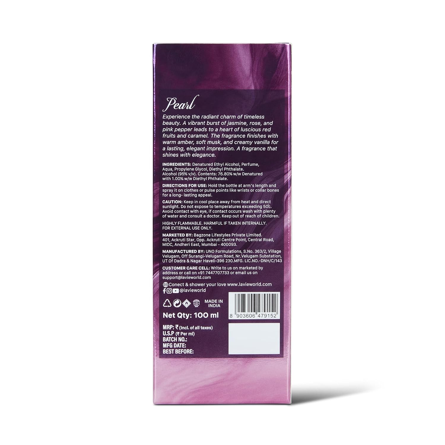Lavie Luxe Pearl Women Eau De Parfum | Luxury Collection 100ml Perfume | Perfume for Women