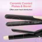 Vega Miss Dazzle Styling Set for Women, Hair Straightener with Ceramic Coated Plates & Curler Combo 19 MM Barrel Hair