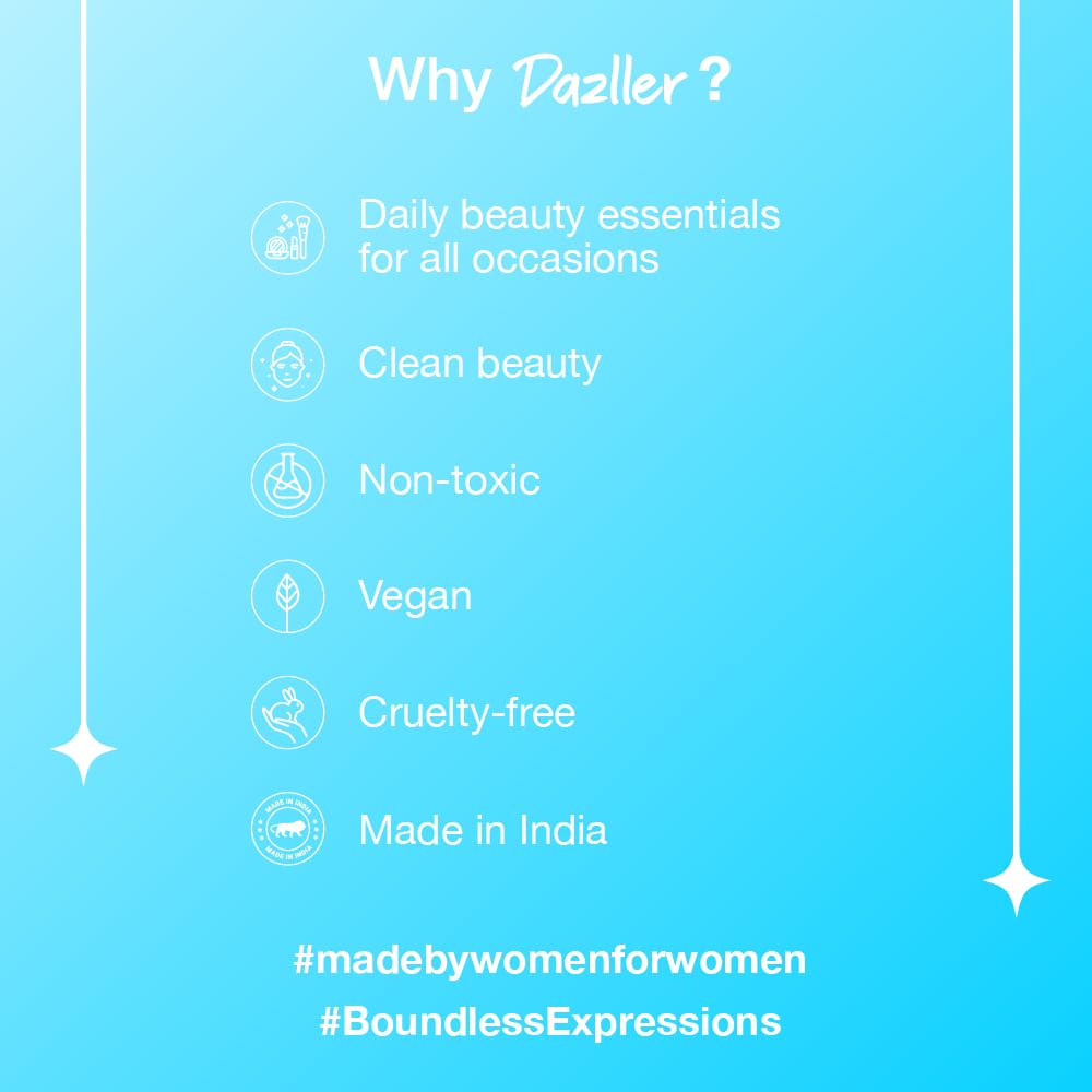 Dazller Liquid Eyeliner Waterproof, 19ml, Black + Blue, Smudge-proof, Matte, One stroke application, Long-lasting, Deeply pigmented, Lightweight, Quick-drying