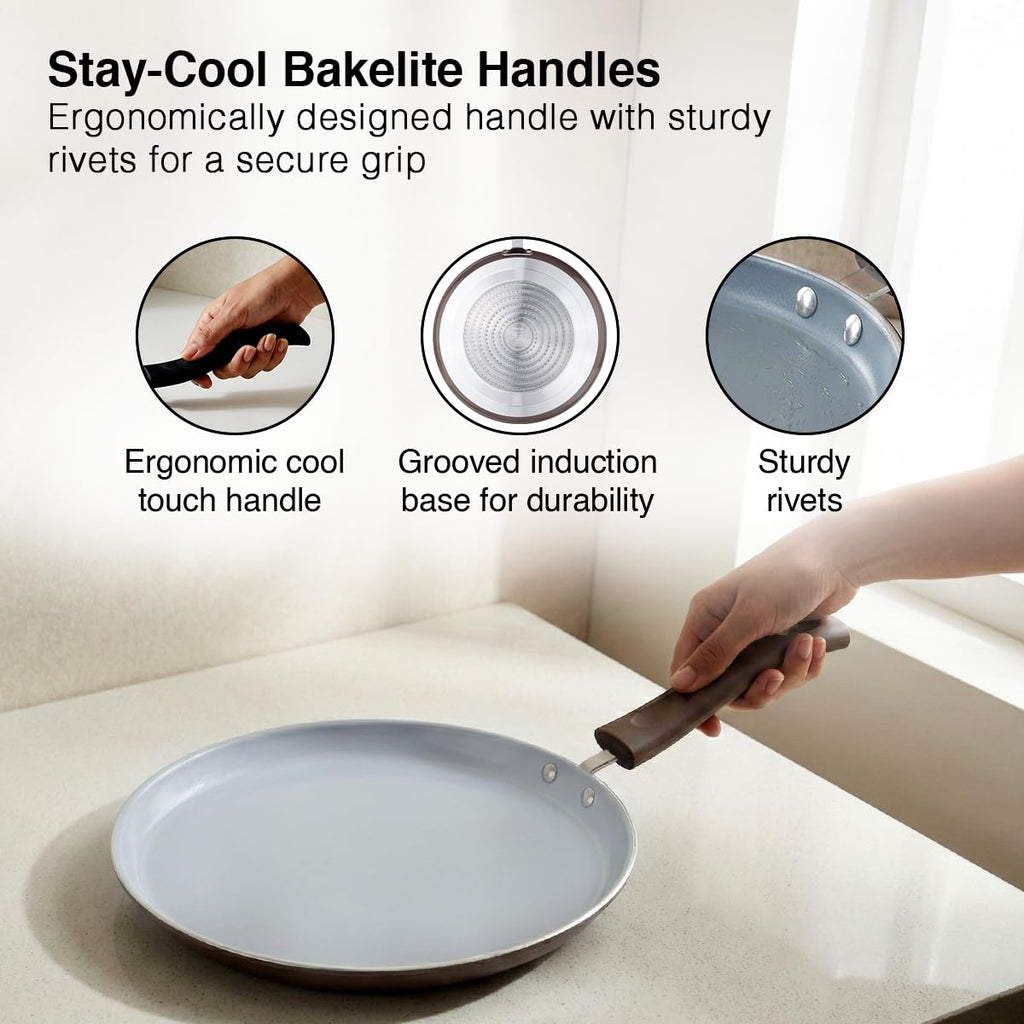 Prestige Ceraglide Duo Omni Tawa 25cm Non-Stick Ceramic Coating|Works On Gas & Induction