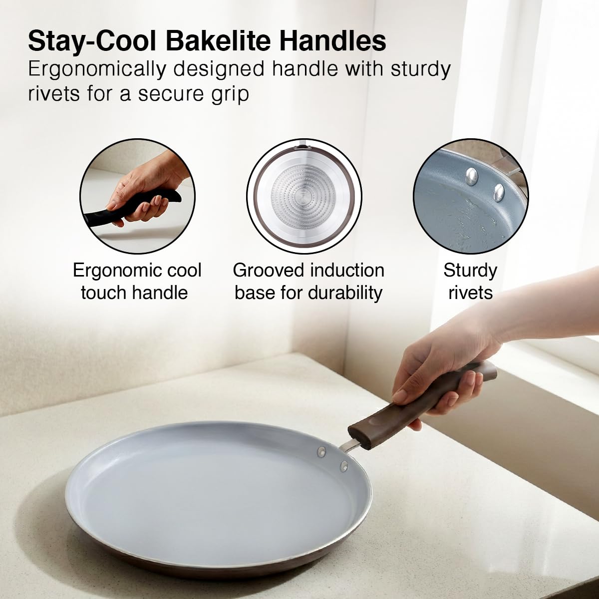 Prestige Ceraglide Duo Omni Tawa 25cm Non-Stick Ceramic Coating|Works On Gas & Induction