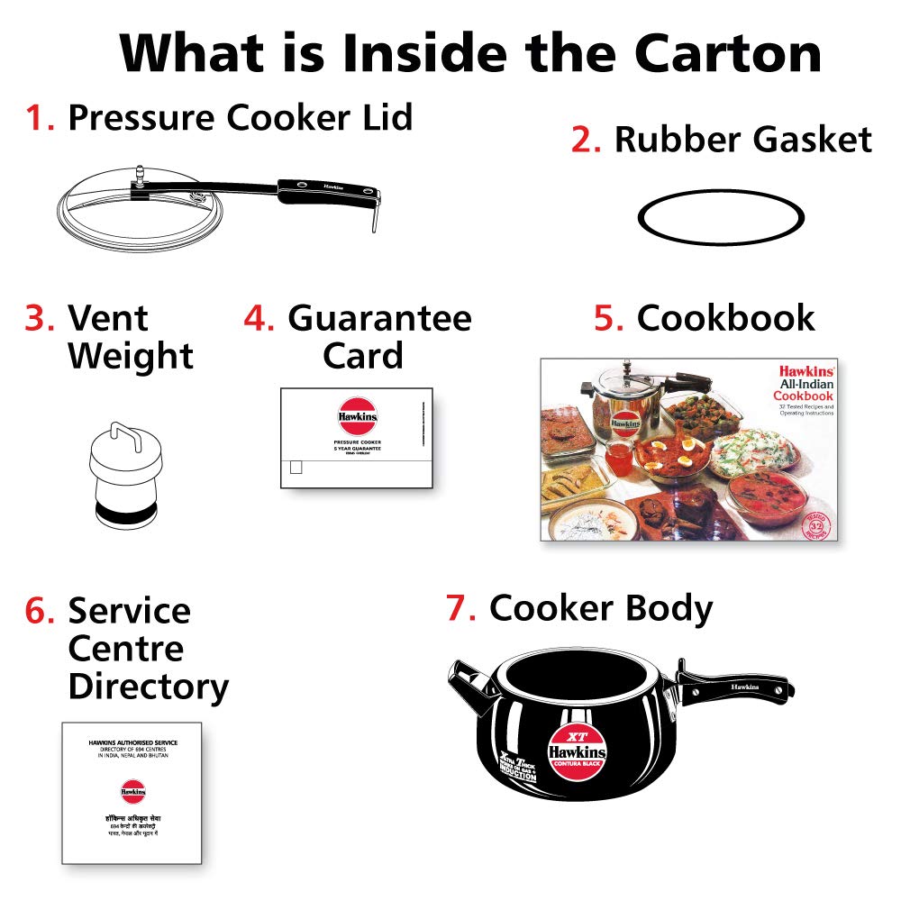 Hawkins 5 Litre Contura Black XT Pressure Cooker, Hard Anodised Inner Lid Cooker, Induction Cooker, Black