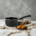 Saucepan for Tea & Milk | Induction & Gas Compatible Milk Pan | Tea/Chai Making Pan with Handle | Milk Boiling Pot | Small Kitchen Cookware (Black, 1700ml)