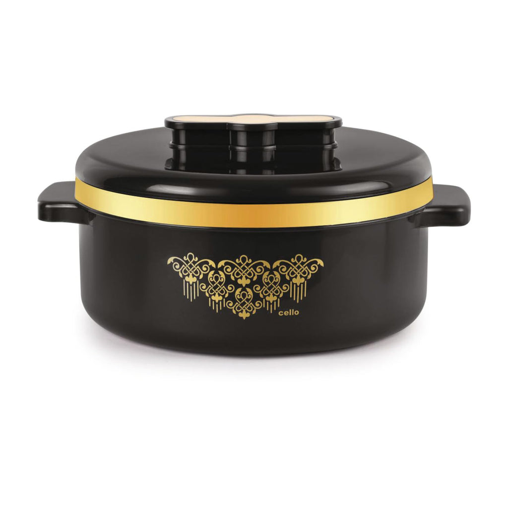 CELLO Exotic Insulated Roti Casserole Hot Pot Case 2500 ml, Black |