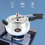 Milton Pro Cook Curve 5 Litres Pressure Cooker with Inner Lid, Aluminium, Non Induction Bottom, Handi Cooker, Silver, BIS Certified, 5 Years Warranty