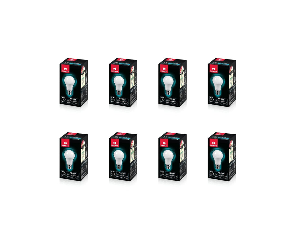 Havells 9w LED Bulb for Home & Office |B22 LED Bulb Base |Cool Day White Light (6500K) |4Kv Surge Protection |High Voltage Protection |Eco Friendly Energy Efficient | Pack of 8