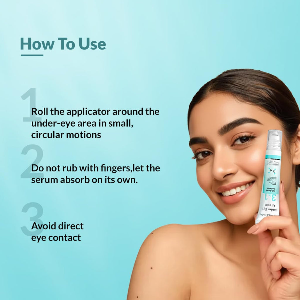 Fixderma Under Eye Cream Roll on with Peptides, Green Tea Extract & Vitamin E | Reduces Dark Circles, Puffiness, Wrinkles & Fine Lines | Triple...