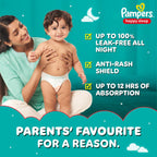 Pampers Happy Sleep Pant Style Baby Diapers, Large (L), 40 Count, 1 Pampers = 1 Night Sleep, with Anti Rash Shield, 9-14 Kg Diapers