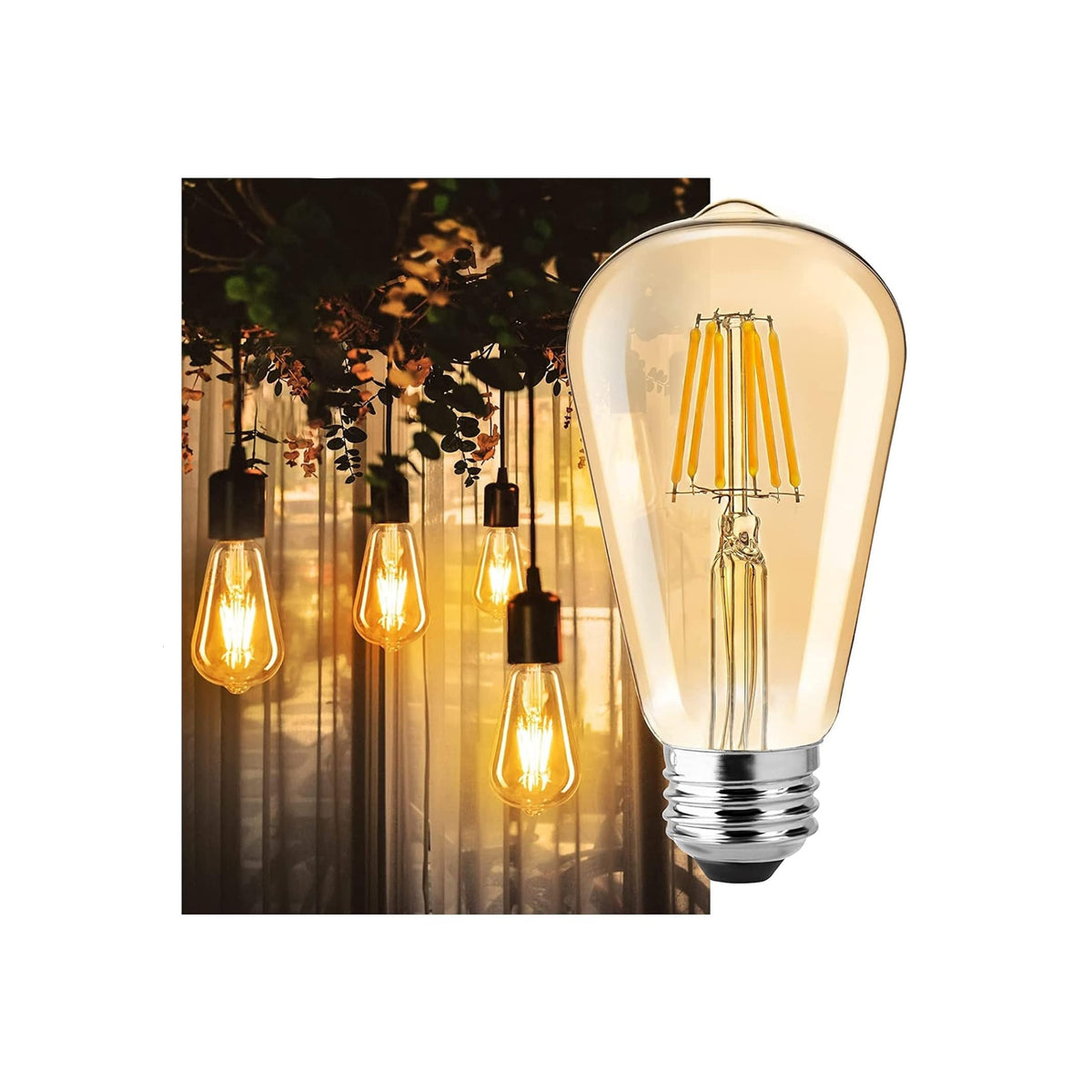 Gesto 4W E27 Base Filament Bulbs/Edison Hanging Light Bulb Warm White 2700K Antique Vintage Filament Light Bulbs-Pack of 1, LED