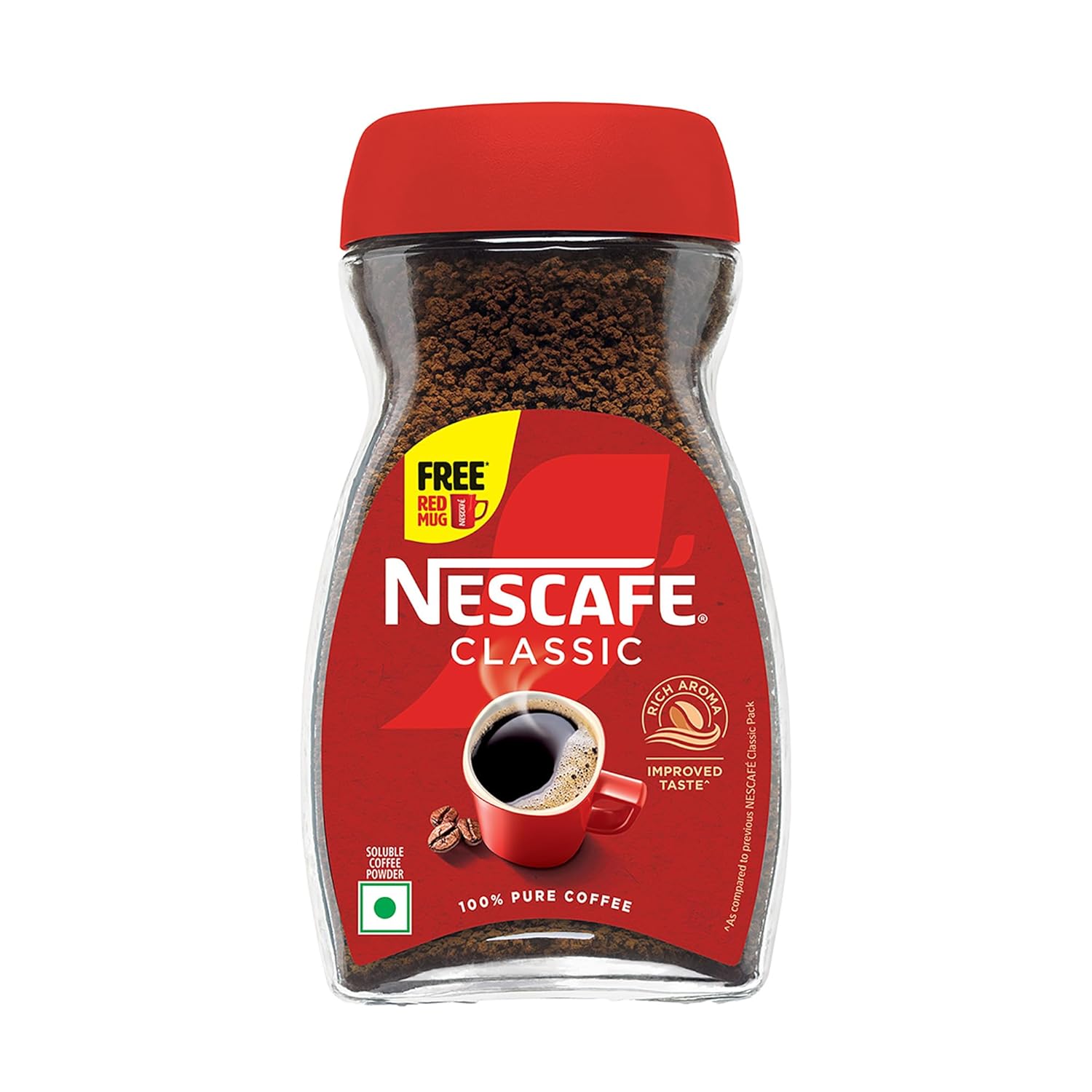 Nescafé Classic Instant Coffee Powder, 180g Jar with free red mug