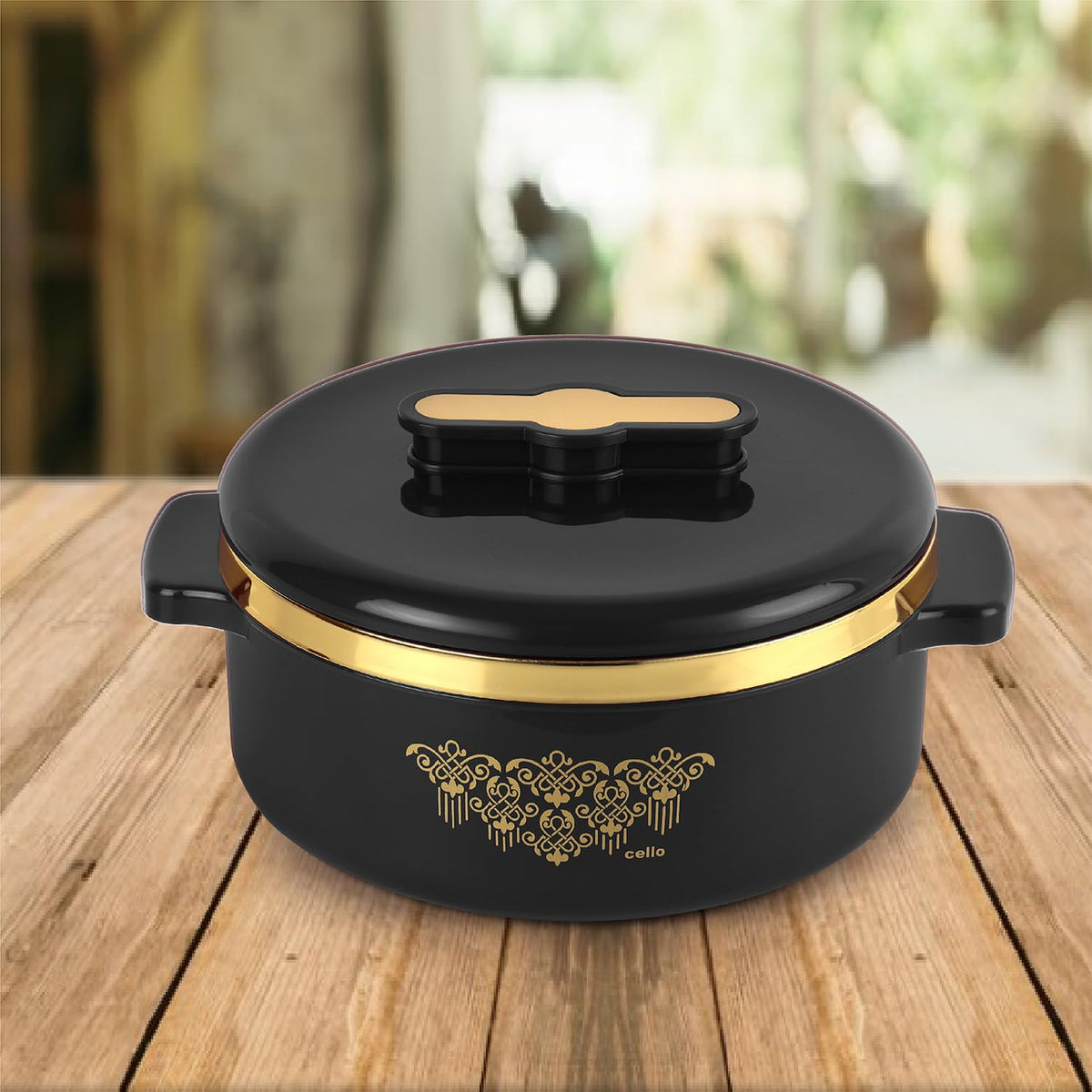 CELLO Exotic Insulated Roti Casserole Hot Pot Case 2500 ml, Black |
