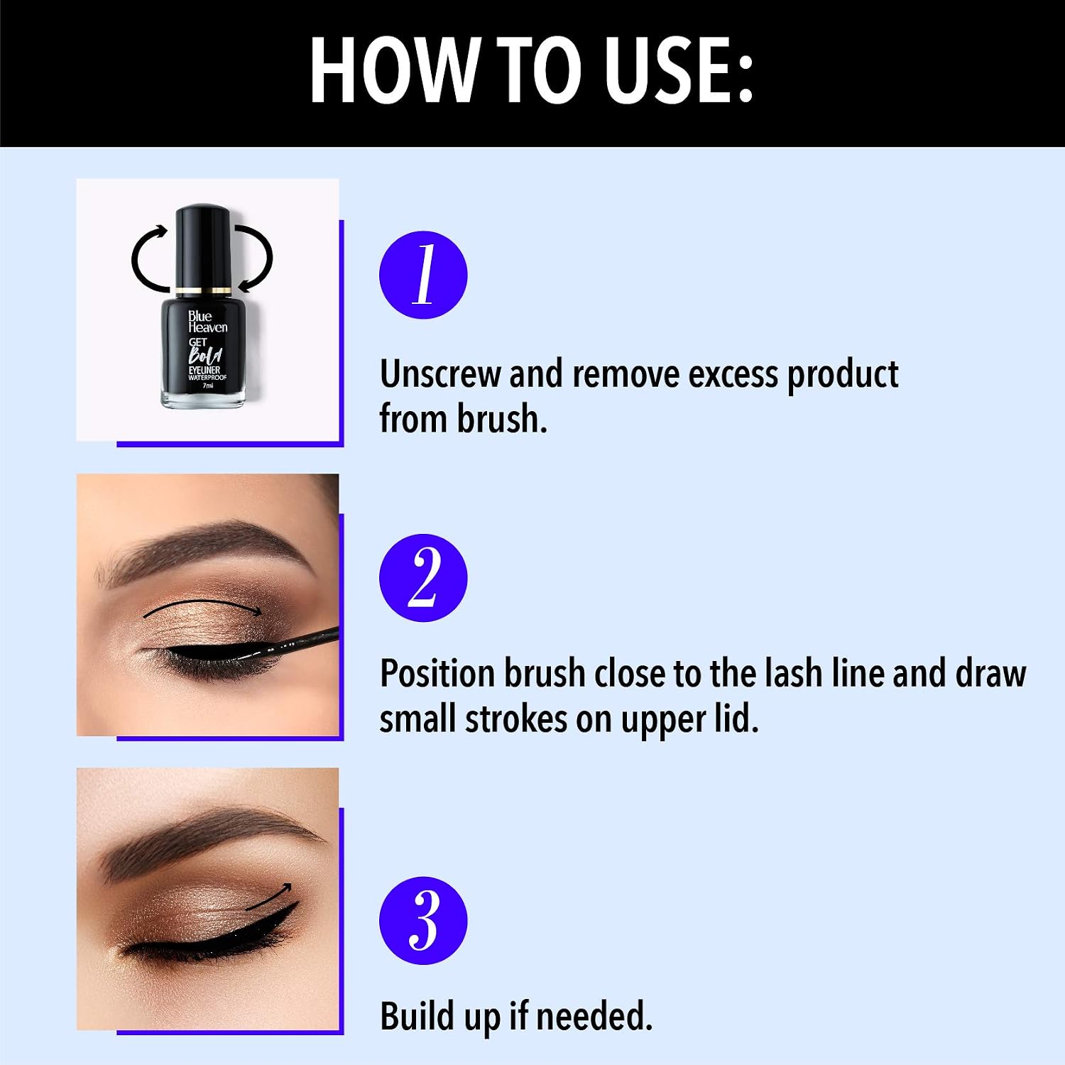 Blue Heaven Get Bold Matte Finish Eyeliner Gel (Black, 7 Ml)