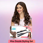 Vega Miss Dazzle Styling Set for Women, Hair Straightener with Ceramic Coated Plates & Curler Combo 19 MM Barrel Hair