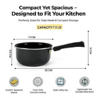 Saucepan for Tea & Milk | Induction & Gas Compatible Milk Pan | Tea/Chai Making Pan with Handle | Milk Boiling Pot | Small Kitchen Cookware (Black, 1700ml)