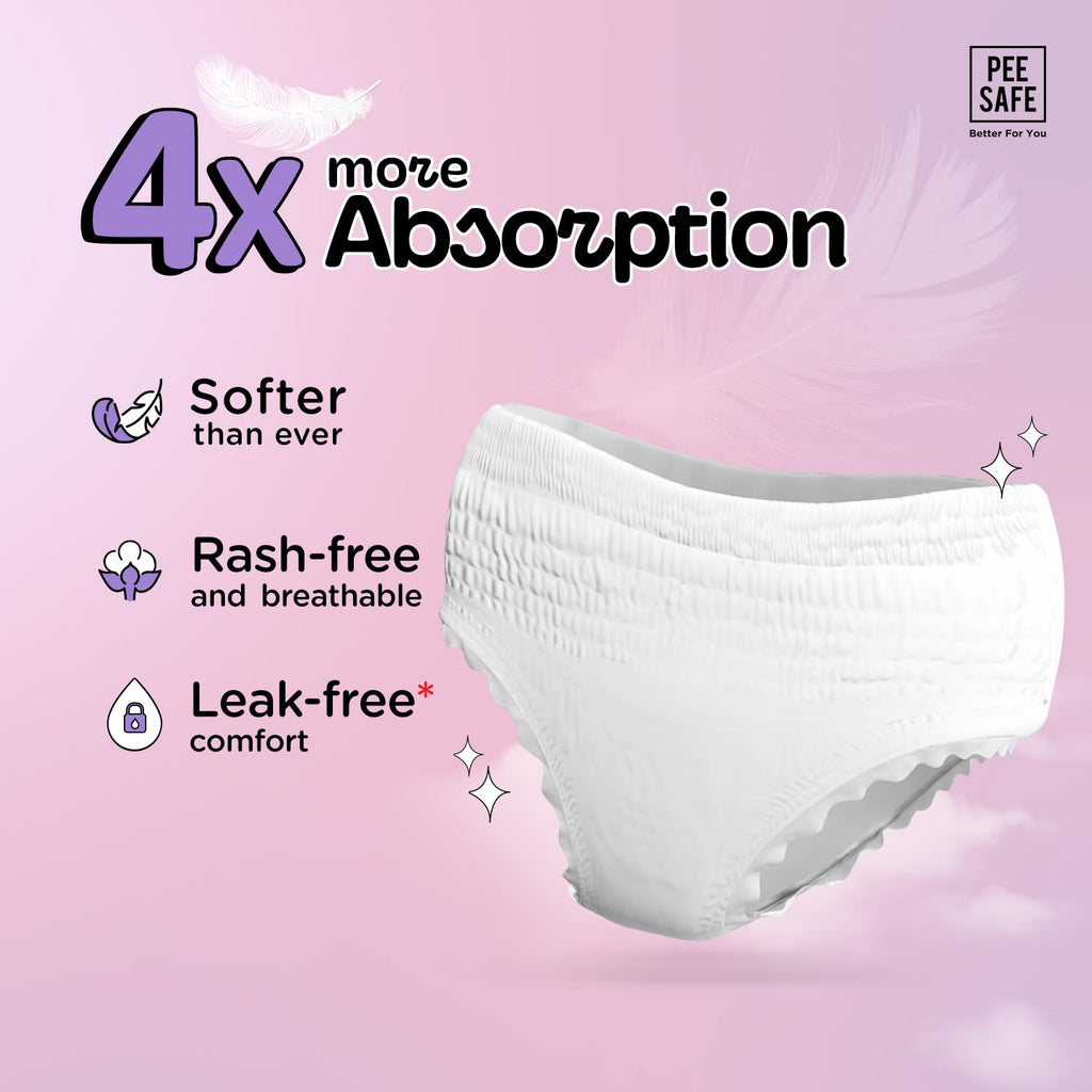 Pee Safe Comfort Period Panties XL-XXL | 8 Panties| Heavy Flow | 360° Protection | 12 Hr Protection | Leak Proof | Overnight Comfort | Rash & Toxin Free...