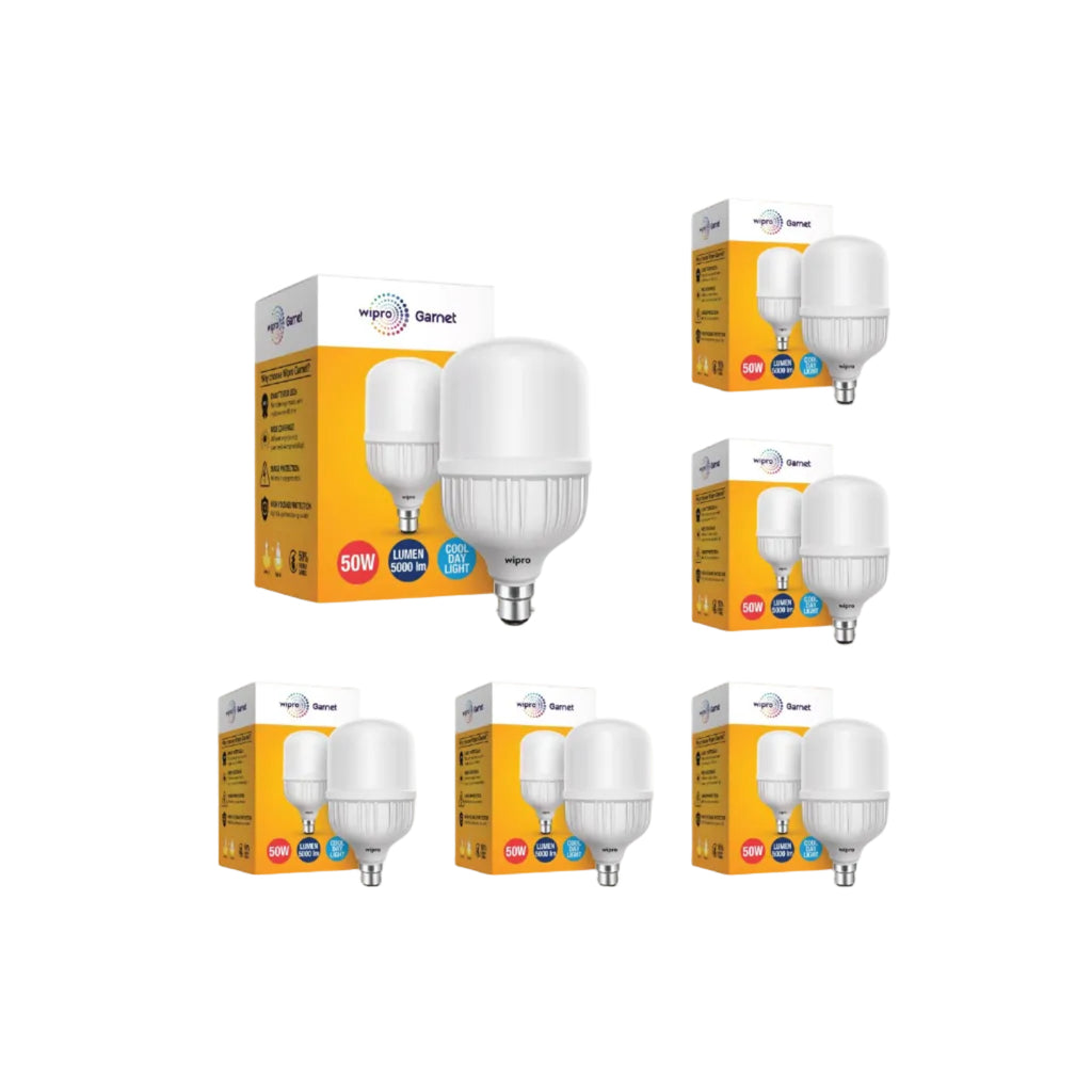 Wipro Garnet 50w LED High Wattage Bulb Pack of 6 (coolwhite)