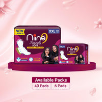 NIINE Naturally Soft XXL Sanitary Pads for Women | 40 Pads | 305MM | Cottony Soft Top Cover | Extra Coverage with Wider Back, Quick Absorption for Heavy Flow