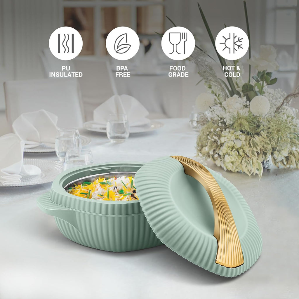 MILTON Oyster 2000 PU Insulated Inner Stainless Steel Casserole, 1910 ml, Light Green