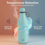 CELLO Duro Oxy Stainless Steel Flask 900ml Sky Blue | Easy to Pour & Fill, Spill Proof Leakproof Vacuum Insulated Hot and Cold Thermos Water Bottle for School Kids, College Office Gym Biking & Travel
