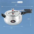 Milton Pro Cook Curve 5 Litres Pressure Cooker with Inner Lid, Aluminium, Non Induction Bottom, Handi Cooker, Silver, BIS Certified, 5 Years Warranty