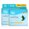 BLISSNATURAL Ultra Soft Sanitary Pads XXL | 12 Pads (2 Pack of 6) |