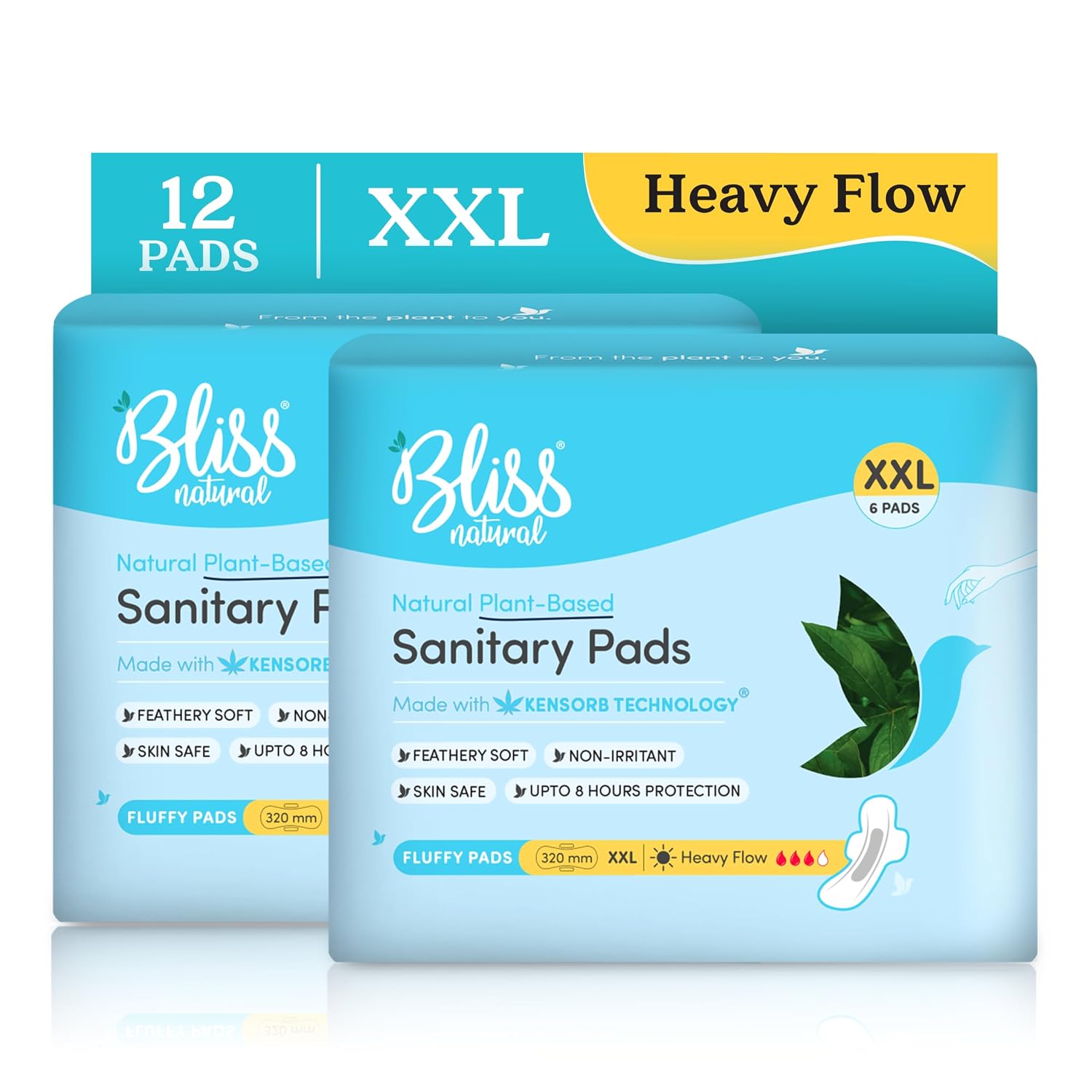 BLISSNATURAL Ultra Soft Sanitary Pads XXL | 12 Pads (2 Pack of 6) |
