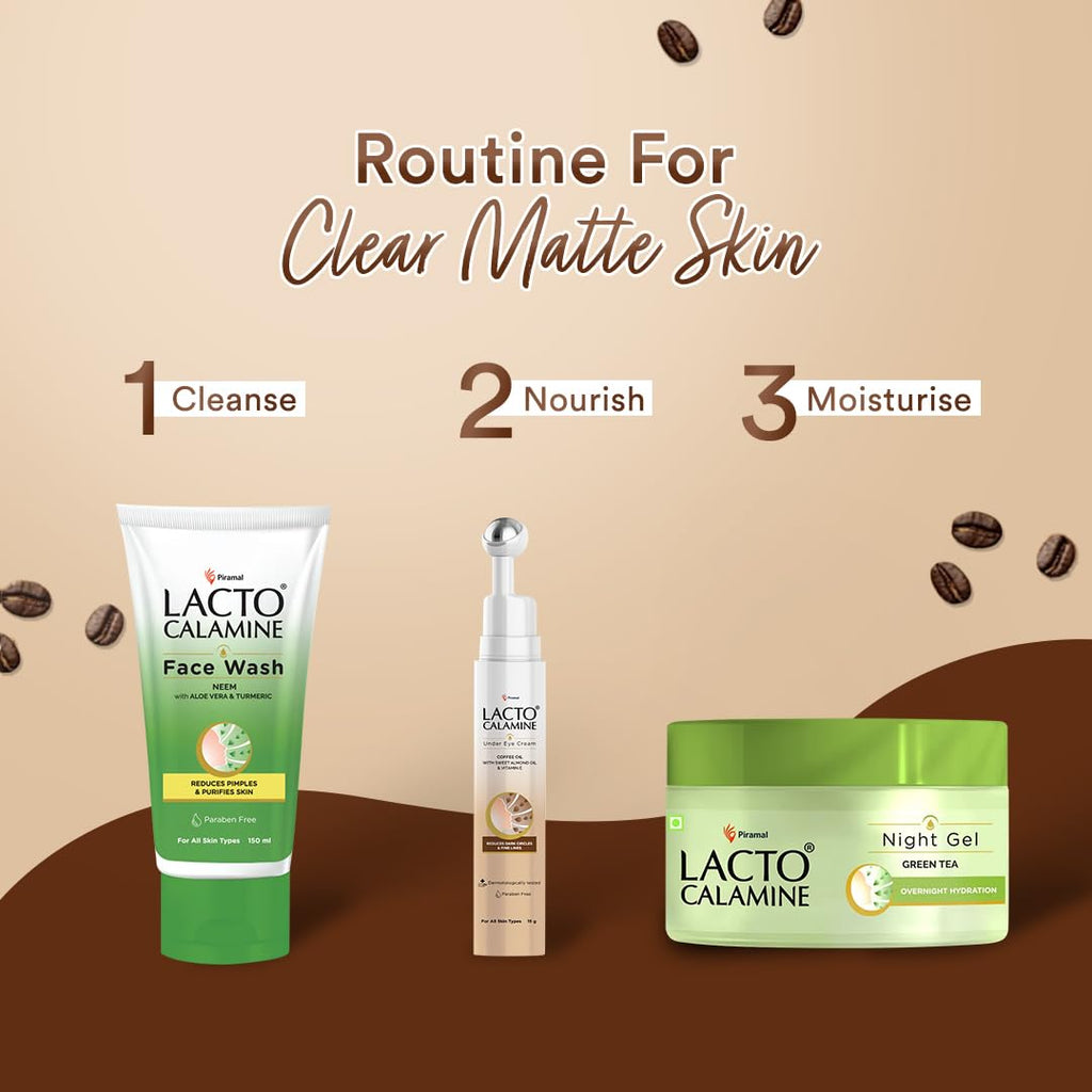 Lacto Calamine Under Eye Cream For Dark Circles for Women & Men | Fine Lines & Puffy Eyes With Cooling Massage Roller |15g Each - Pack of 2 | With...