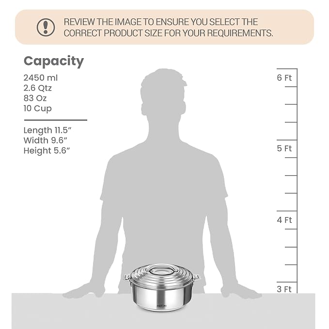 MILTON Galaxia 2500 Insulated Stainless Steel Casserole, 2.45 L