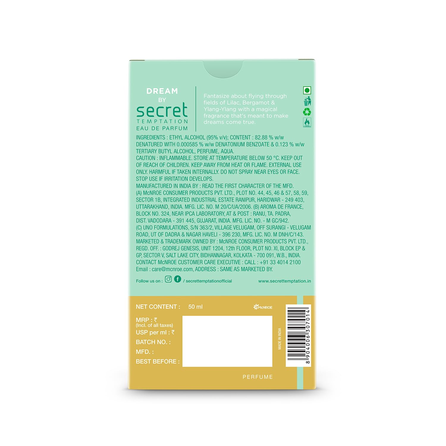 Secret Temptation Dream Eau De Parfum for Women, Long Lasting Floral and Fruity Office Wear Fragrance, 50ml