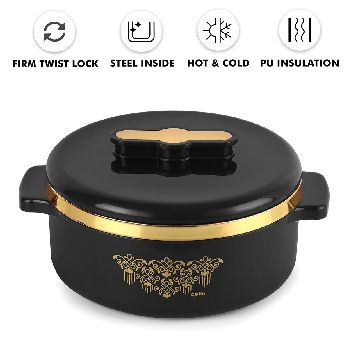 CELLO Exotic 1500 Casserole Hot Pot Case for Daily Use 1500 ml, Black |