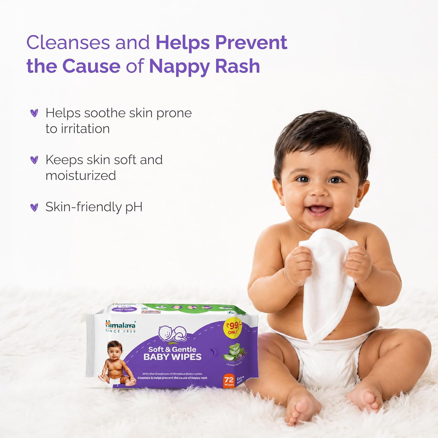 Himalaya Soft & Gentle Baby Wipes |72 Wipes x B3 G1 Free - 288 Wipes | With Licorice & Aloe Vera | Gently cleanses & Helps prevent the cause of...