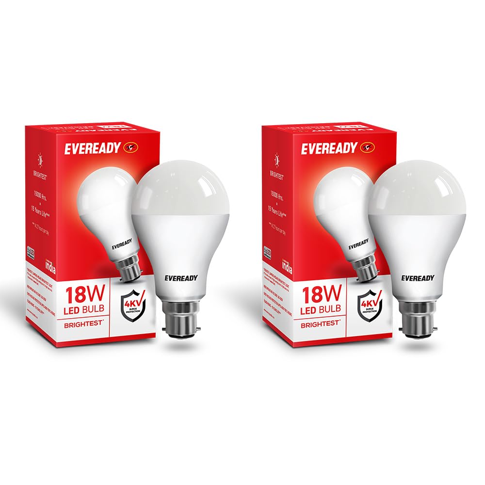 Eveready 18W LED Bulb | 1800 Lumen | 4KV Surge Protection | Long Life & Low Maintenance | BIS Certified | 1 Year Warranty | 100 Lumens Per Watt | Cool...