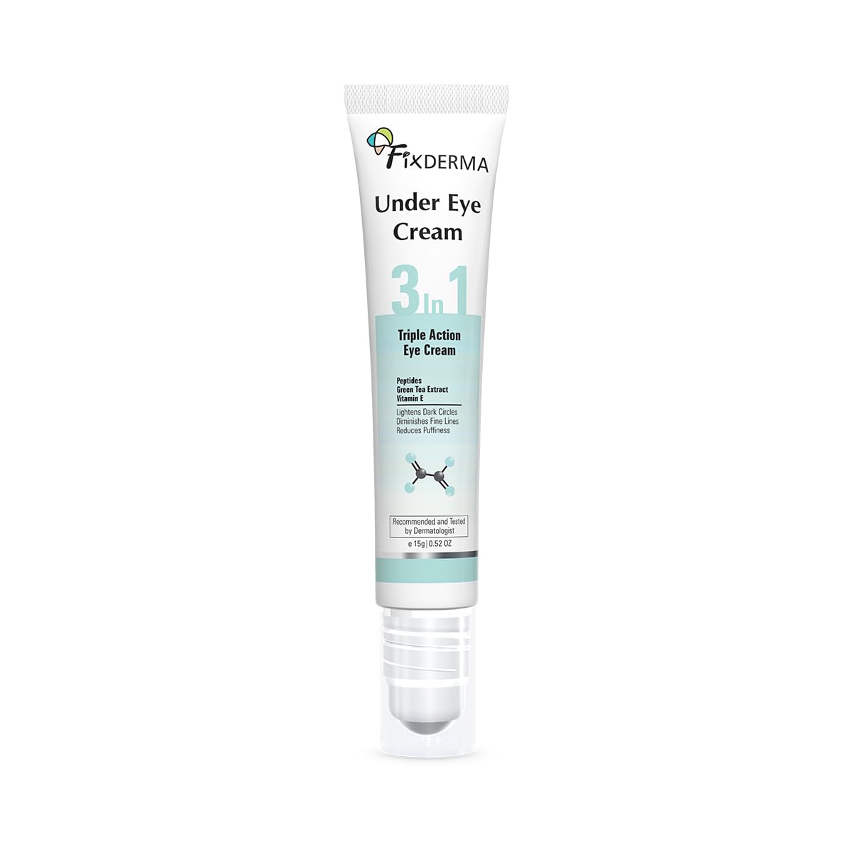 Fixderma Under Eye Cream Roll on with Peptides, Green Tea Extract & Vitamin E | Reduces Dark Circles, Puffiness, Wrinkles & Fine Lines | Triple...