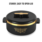 CELLO Exotic Insulated Roti Casserole Hot Pot Case 2500 ml, Black |
